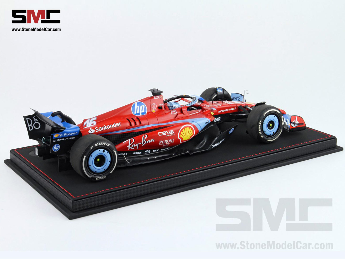[Pre-Order] Ferrari F1 SF-24 #16 Charles Leclerc USA Miami GP 2024 BBR 1:18 with Leather Base