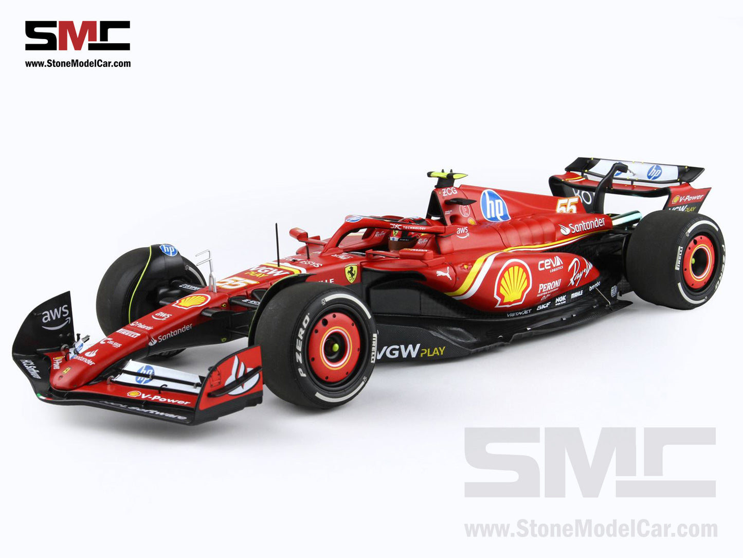 [Pre-Order] Ferrari F1 SF-24 #55 Carlos Sainz 3rd Monaco GP 2024 BBR 1:18 Polifoam Packaging
