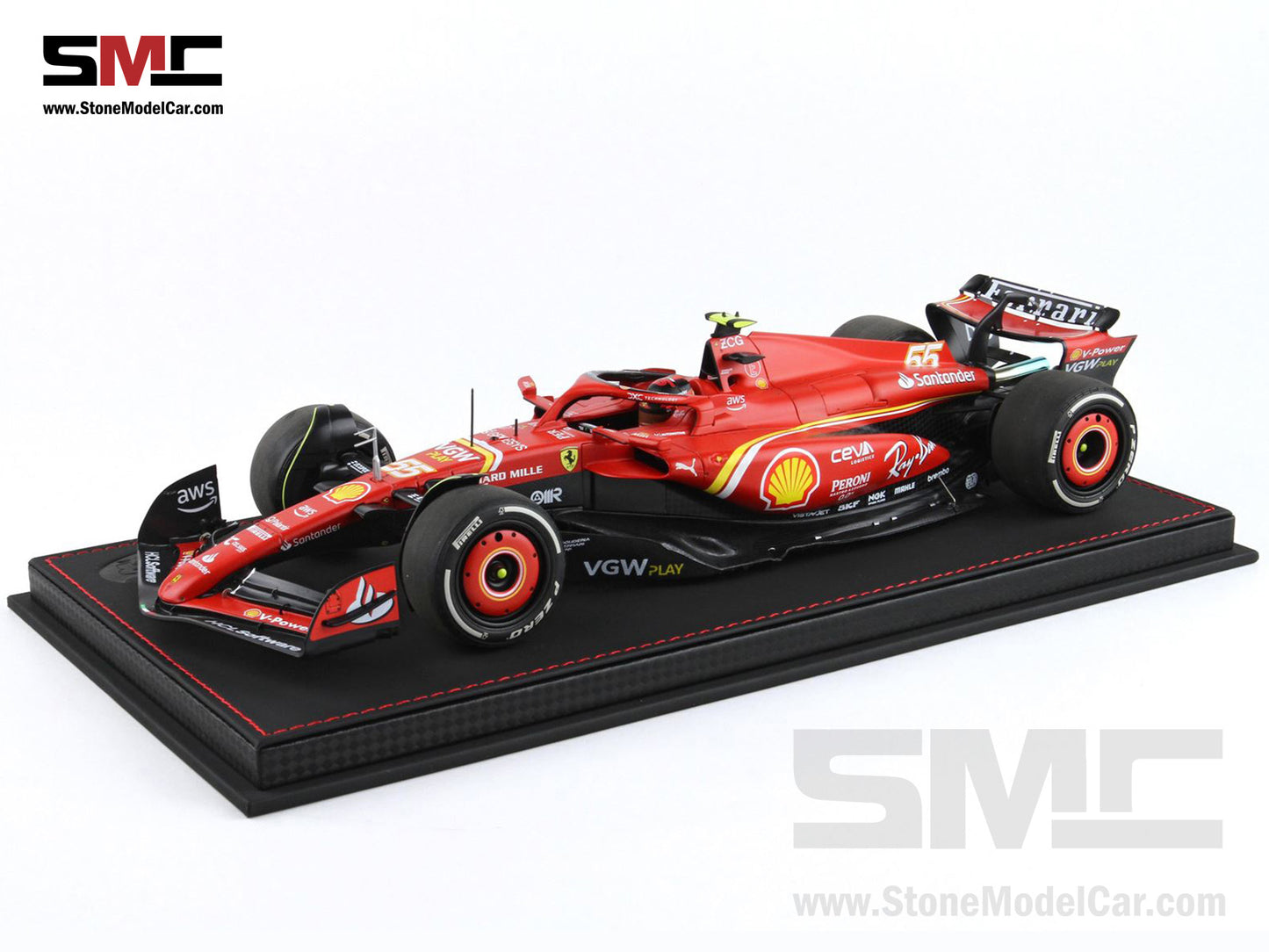 [Pre-Order] Ferrari F1 SF-24 #55 Carlos Sainz Australia GP Winner 2024 BBR 1:18 with Leather Base