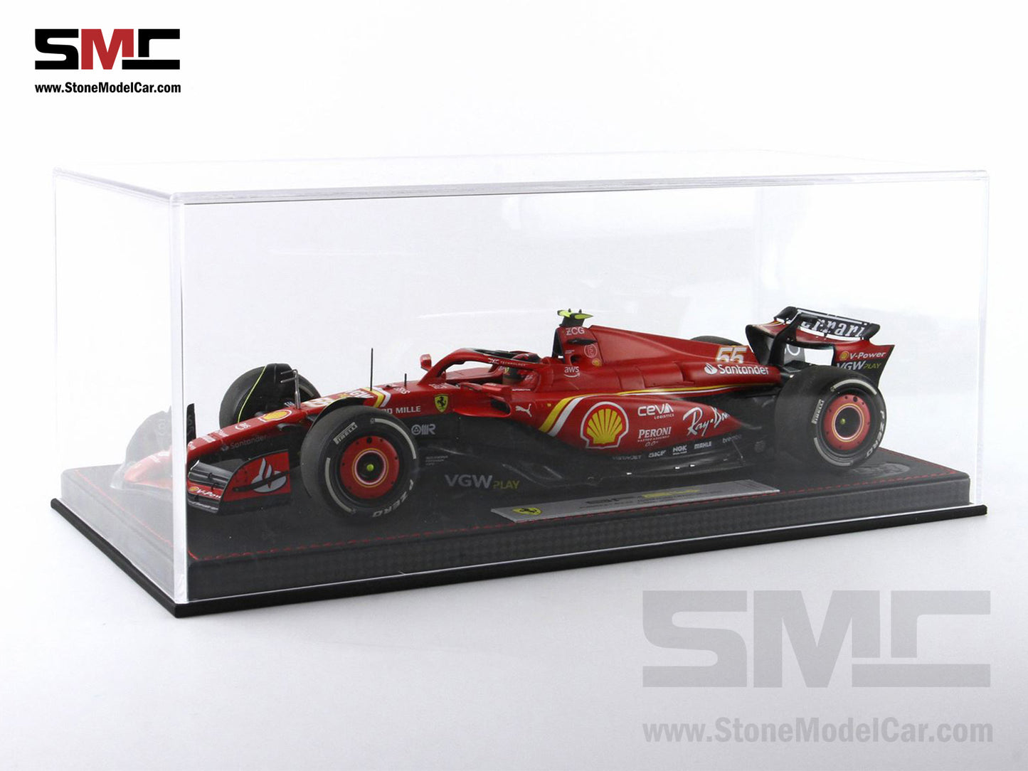 [Pre-Order] Ferrari F1 SF-24 #55 Carlos Sainz Australia GP Winner 2024 BBR 1:18 with Leather Base