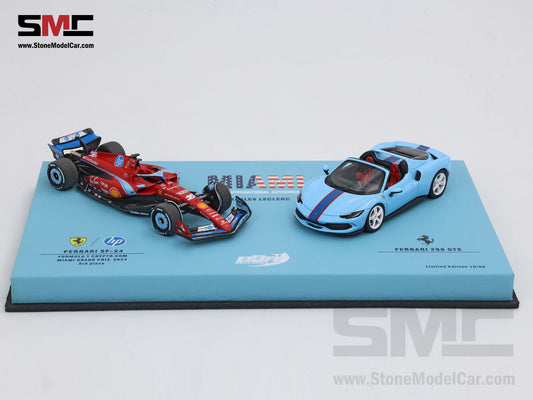 Ferrari F1 SF-24 & 296 GTS #16 Charles Leclerc USA Miami GP 2024 2x Car Set BBR 1:43 BBRC268ASET