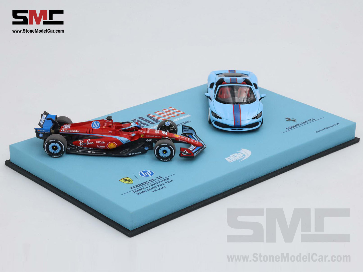 Ferrari F1 SF-24 & 296 GTS #16 Charles Leclerc USA Miami GP 2024 2x Car Set BBR 1:43 BBRC268ASET