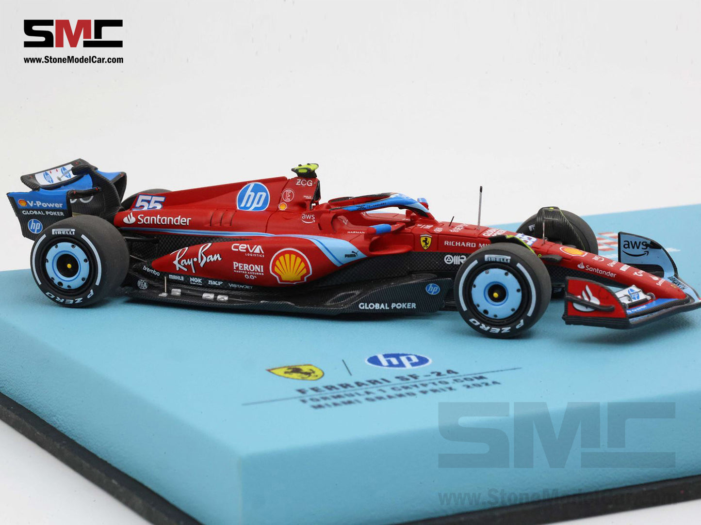 Ferrari F1 SF-24 & 296 GTS #55 Carlos Sainz USA Miami GP 2024 2x Car Set BBR 1:43 BBRC268BSET
