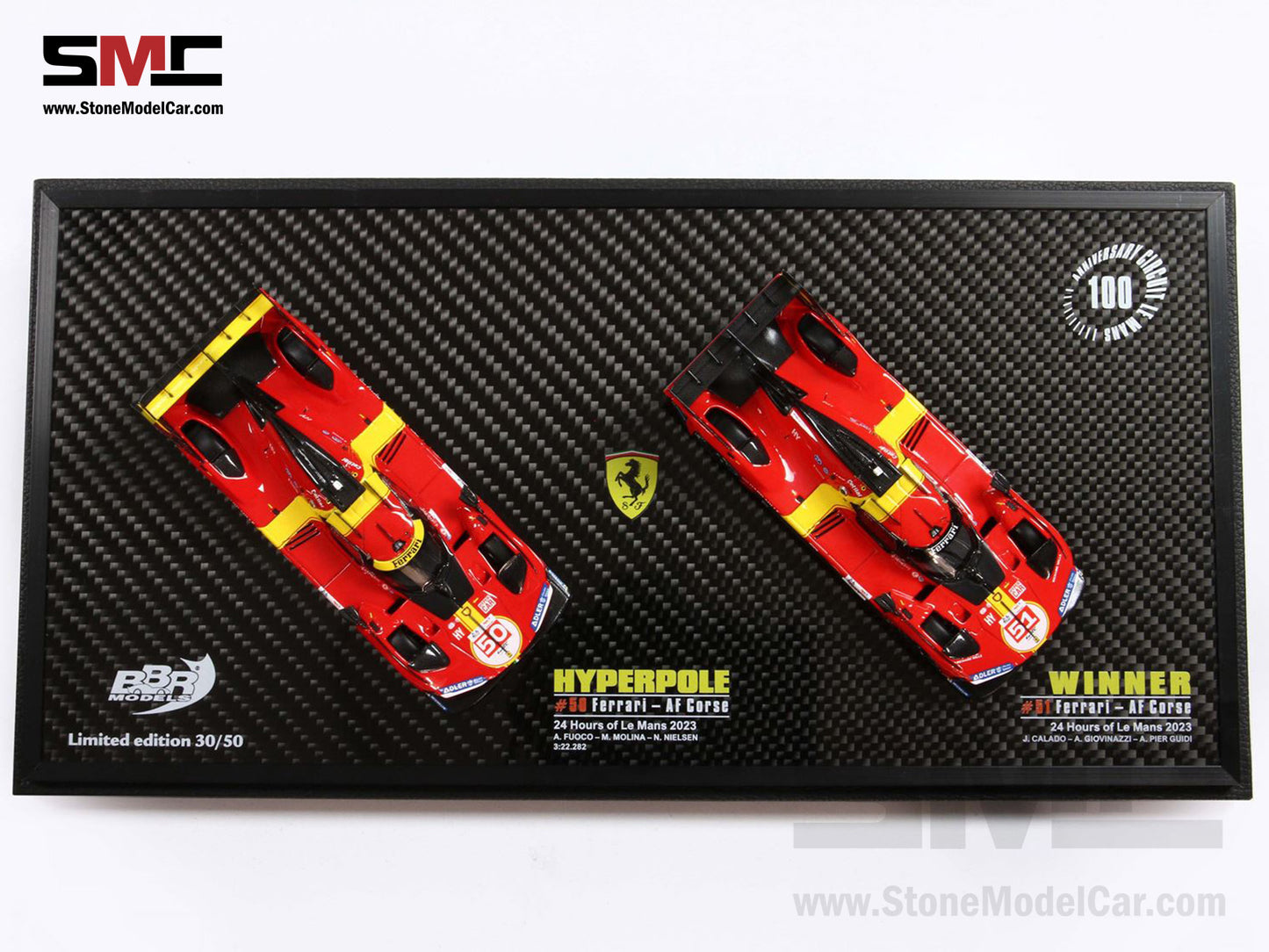 Ferrari 499P AF CORSE #51 Winner & #50 Hyperpole 24H Le Mans 2023 BBR 1:43 2x Car Set EMPLM100CH