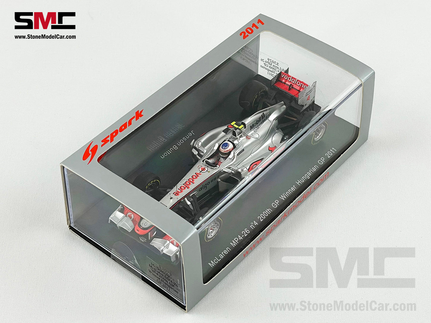Mclaren F1 MP4/26 #4 Jenson Button Hungary GP Winner 2011 200th GP 1:43 Spark