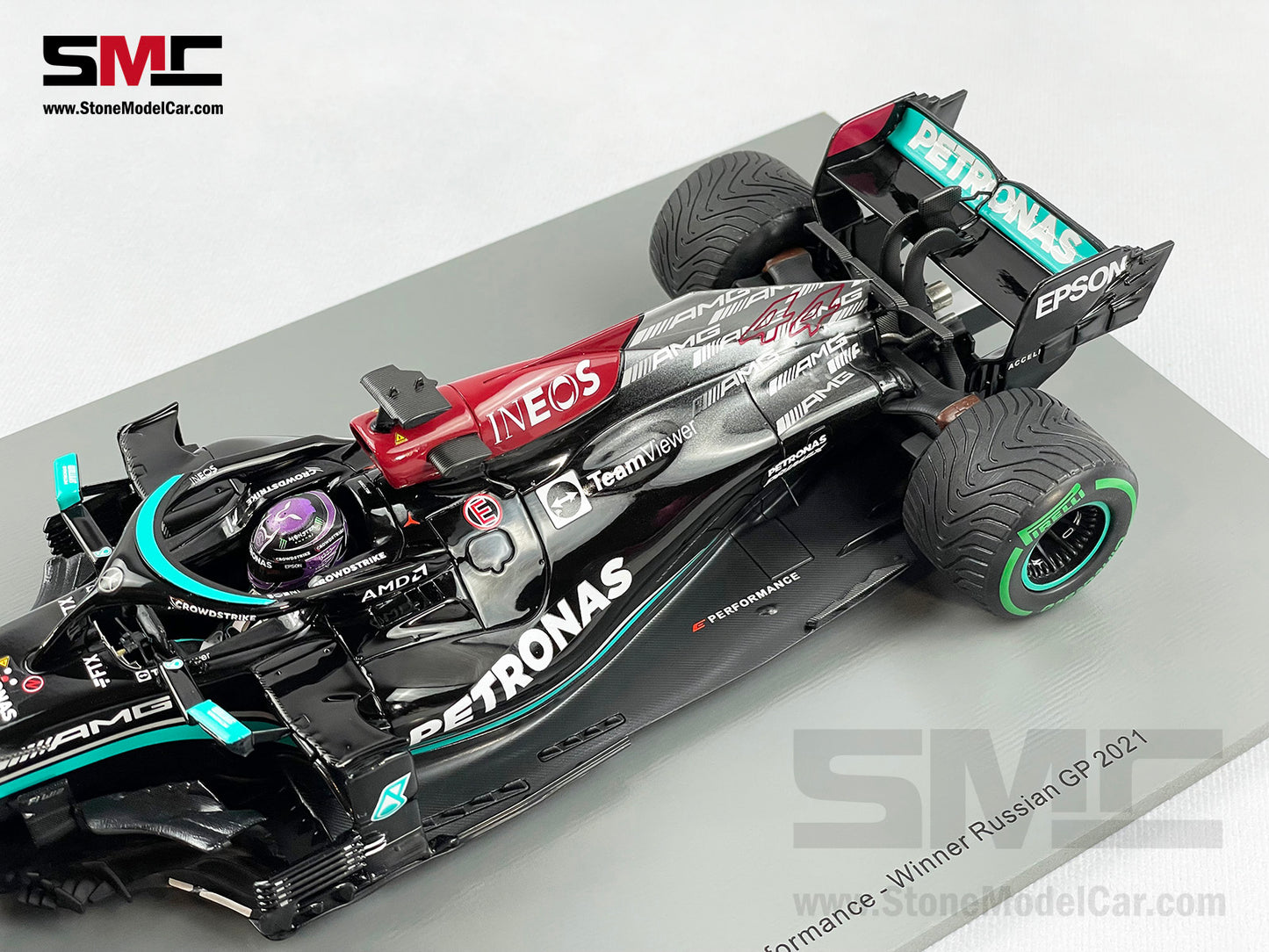 2021 Spark 1:18 Mercedes F1 W12 #44 Lewis Hamilton Russia 100th GP Winner 18S604