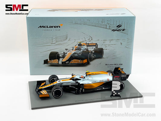 2021 Spark 1:18 Mclaren F1 MCL35M #4 Lando Norris Monaco GP Podium Gulf Livery 18S597