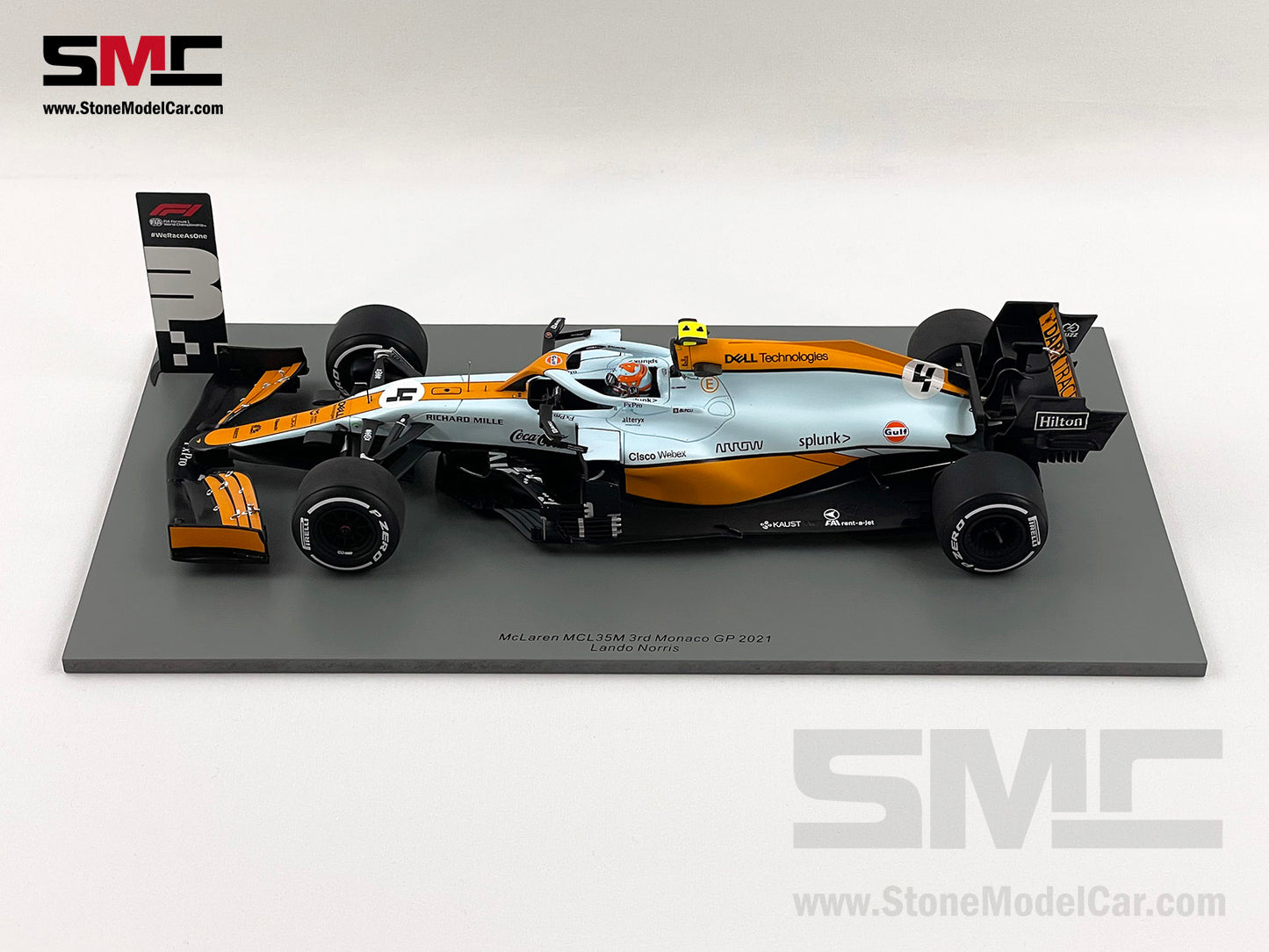 2021 Spark 1:18 Mclaren F1 MCL35M #4 Lando Norris Monaco GP Podium Gulf Livery + Decal