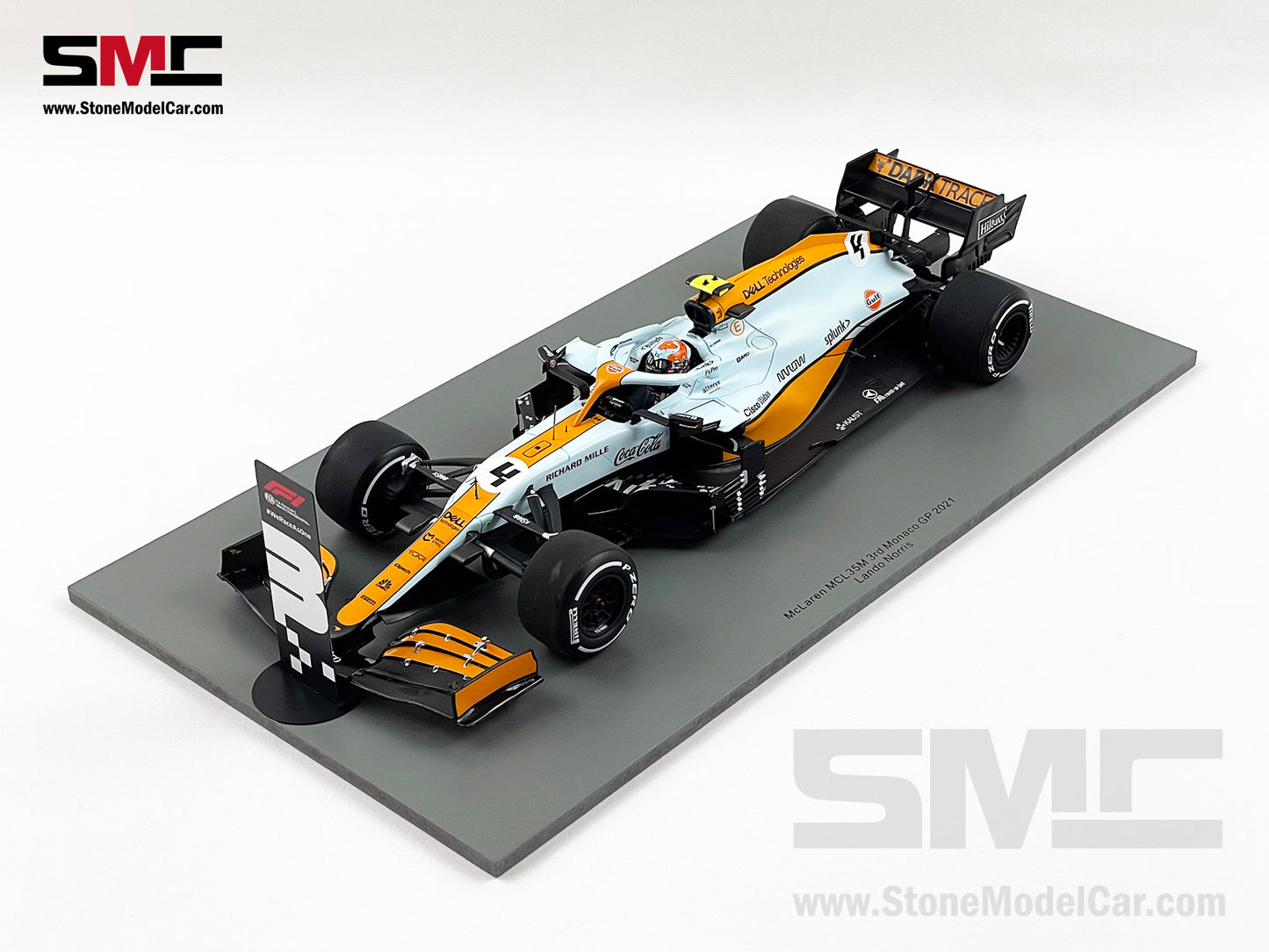 2021 Spark 1:18 Mclaren F1 MCL35M #4 Lando Norris Monaco GP Podium Gulf Livery + Decal