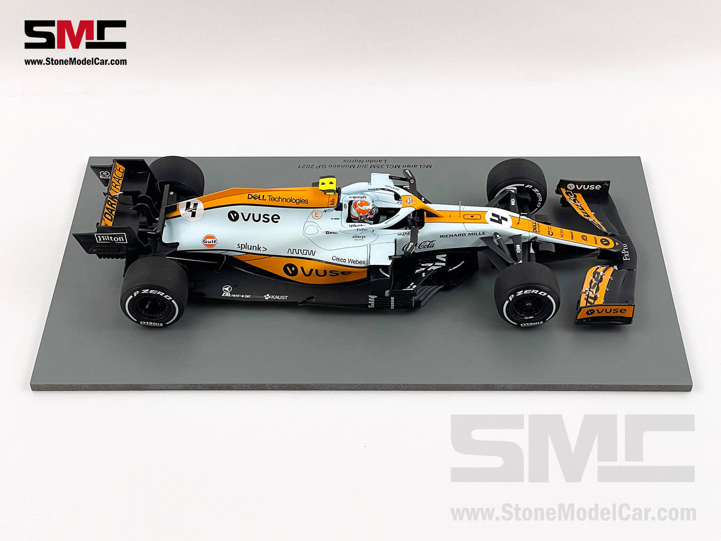 2021 Spark 1:18 Mclaren F1 MCL35M #4 Lando Norris Monaco GP Podium Gulf Livery with Decal