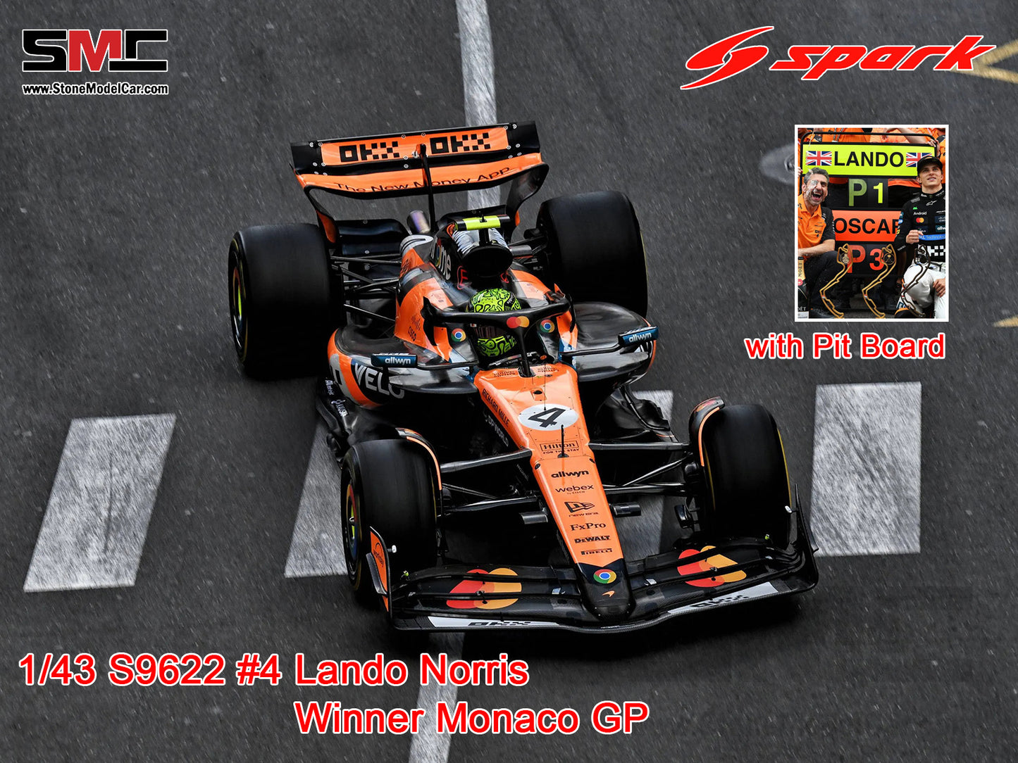 [Pre-Order] McLaren F1 MCL39 #4 Lando Norris Monaco GP 2025 Winner 1:43 Spark S9622