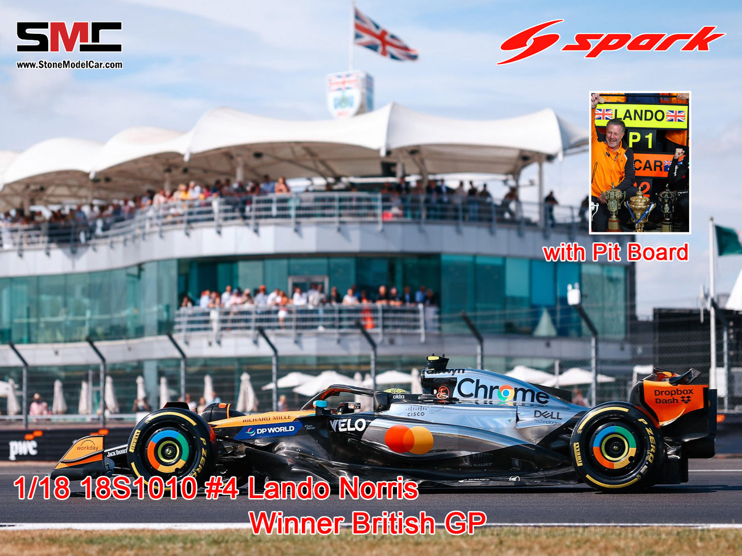 [Pre-Order] McLaren F1 MCL39 #4 Lando Norris British GP 2025 Winner 1:18 Spark 18S1010