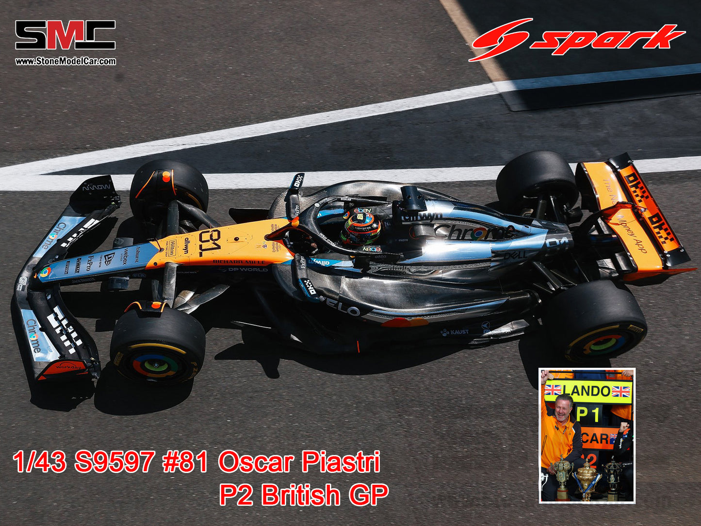 [Pre-Order] McLaren F1 MCL39 #81 Oscar Piastri British GP 2025 P2 1:43 Spark S9597
