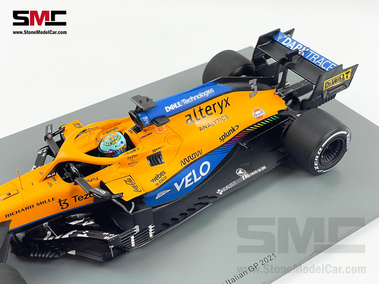 2021 Spark 1:18 Mclaren F1 MCL35M #3 Daniel Ricciardo Italy Monza Winner with VELO Decal