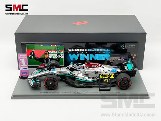 1:18 Spark Mercedes F1 W13 #63 George Russell Brazil GP Winner 2022 1st Career Win 18S777