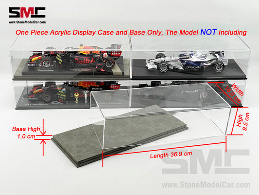 Premium Acrylic Display Cover & Show Case with Gray Eco-leather Base for 1:18 Car Models