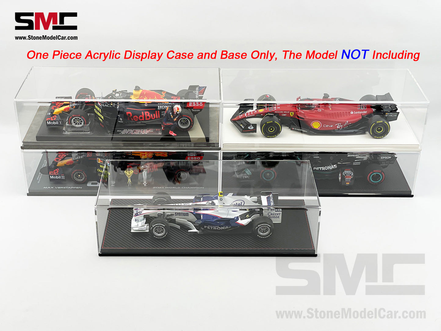 Premium Acrylic Display Cover & Show Case with Carbon Fiber Style Base for 1:18 Car Models