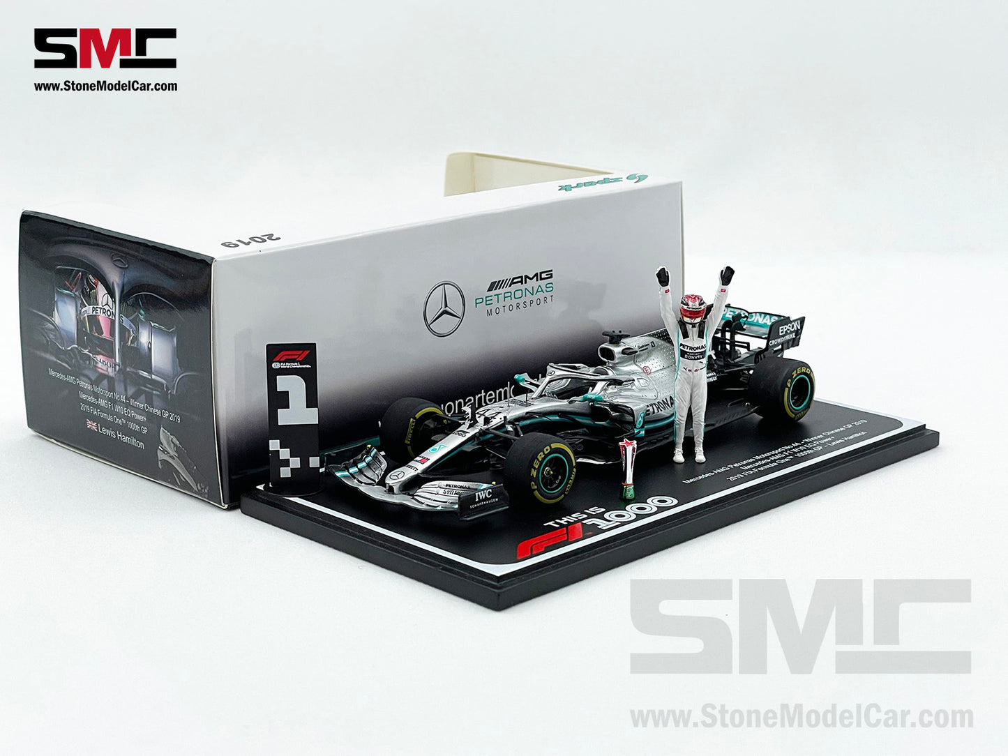 Mercedes F1 W10 #44 Lewis Hamilton Chinese GP 2019 6x World Champion 1:43 Spark Figure
