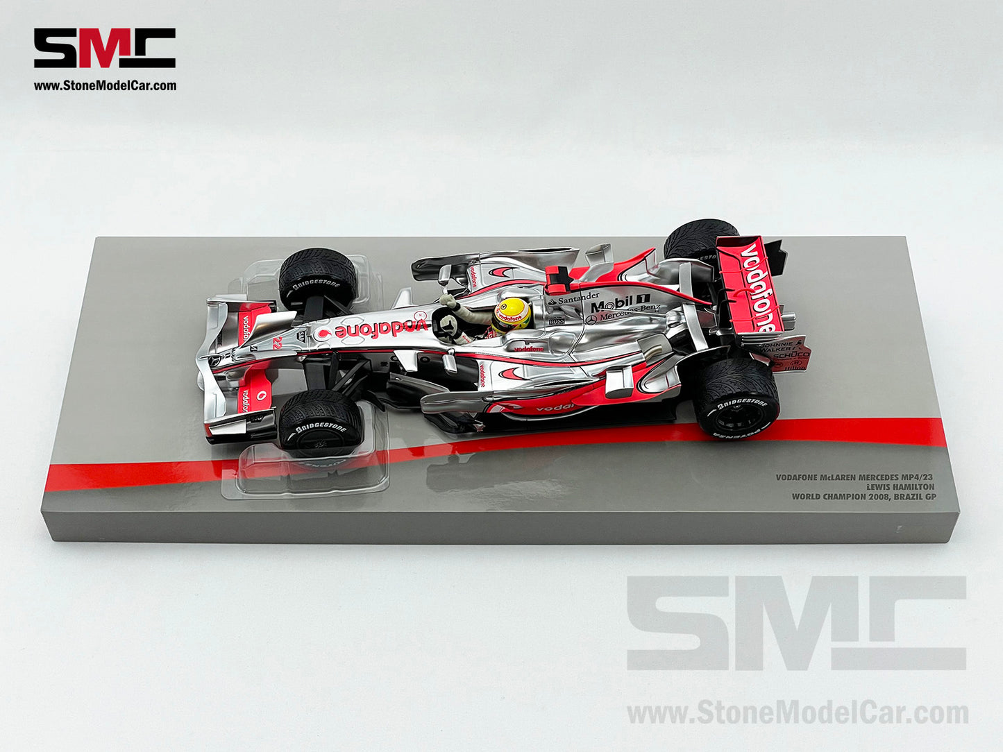 Mclaren Mercedes F1 MP4/23 #22 Lewis Hamilton Brazil GP 2008 World Champion 1:18 MINICHAMPS Gift Box