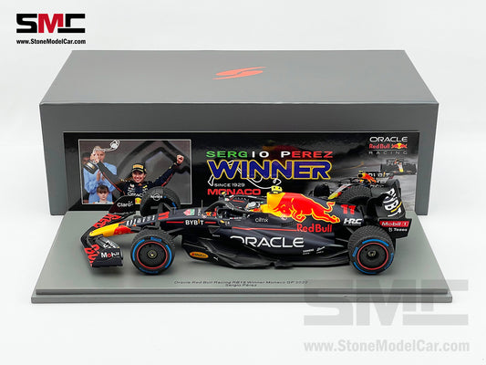 1:18 Spark Red Bull F1 RB18 #11 Sergio Perez Monaco GP Winner 2022 with Rain Tires