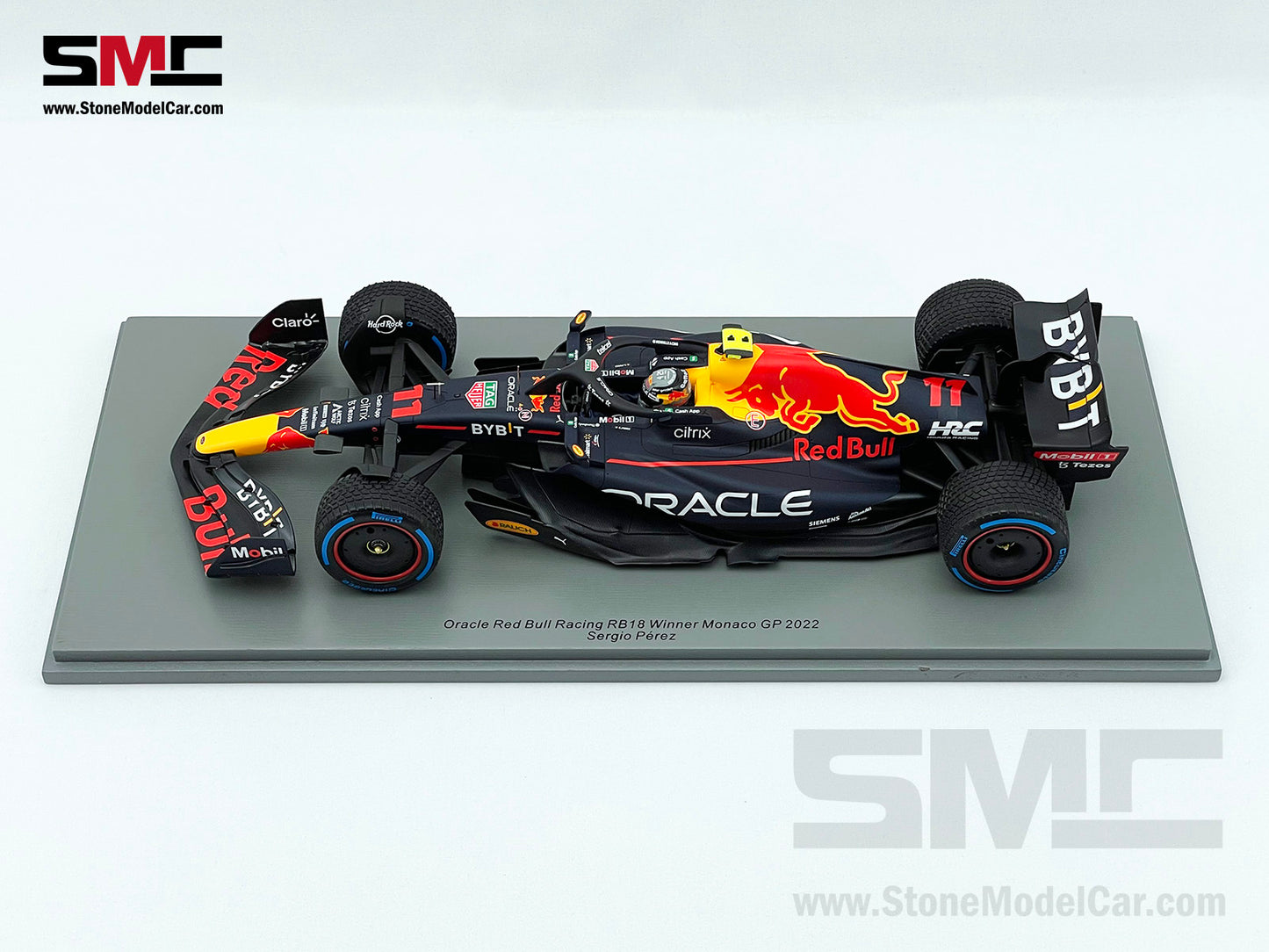 1:18 Spark Red Bull F1 RB18 #11 Sergio Perez Monaco GP Winner 2022 with Rain Tires