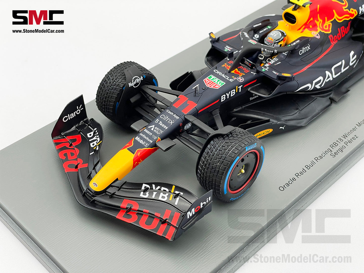 1:18 Spark Red Bull F1 RB18 #11 Sergio Perez Monaco GP Winner 2022 with Rain Tires