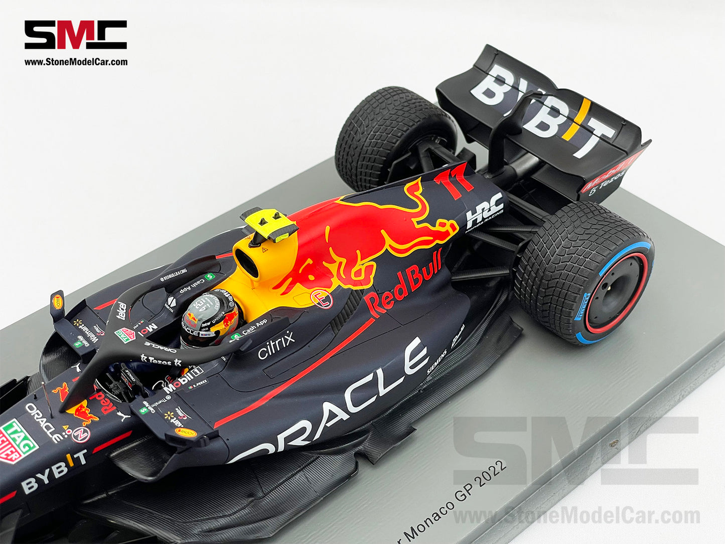 1:18 Spark Red Bull F1 RB18 #11 Sergio Perez Monaco GP Winner 2022 with Rain Tires