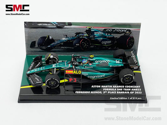 Aston Martin F1 AMR23 #14 Fernando Alonso Bahrain GP 3rd 2023 1:43 MINICHAMPS