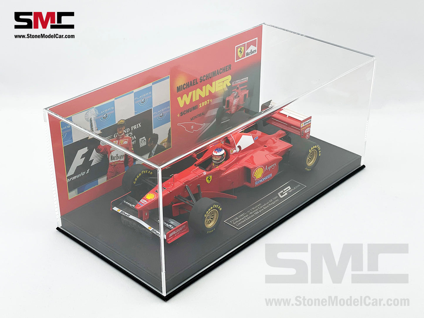 Ferrari F1 F310B Michael Schumacher Canada Winner 1997 1:18 with Driver GP REPLICAS + Decal