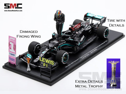 [Pre-Order] Mercedes AMG F1 W12 #44 Lewis Hamilton Saudi Arabian GP 2021 Winner 1:18 Spark Figure Edition
