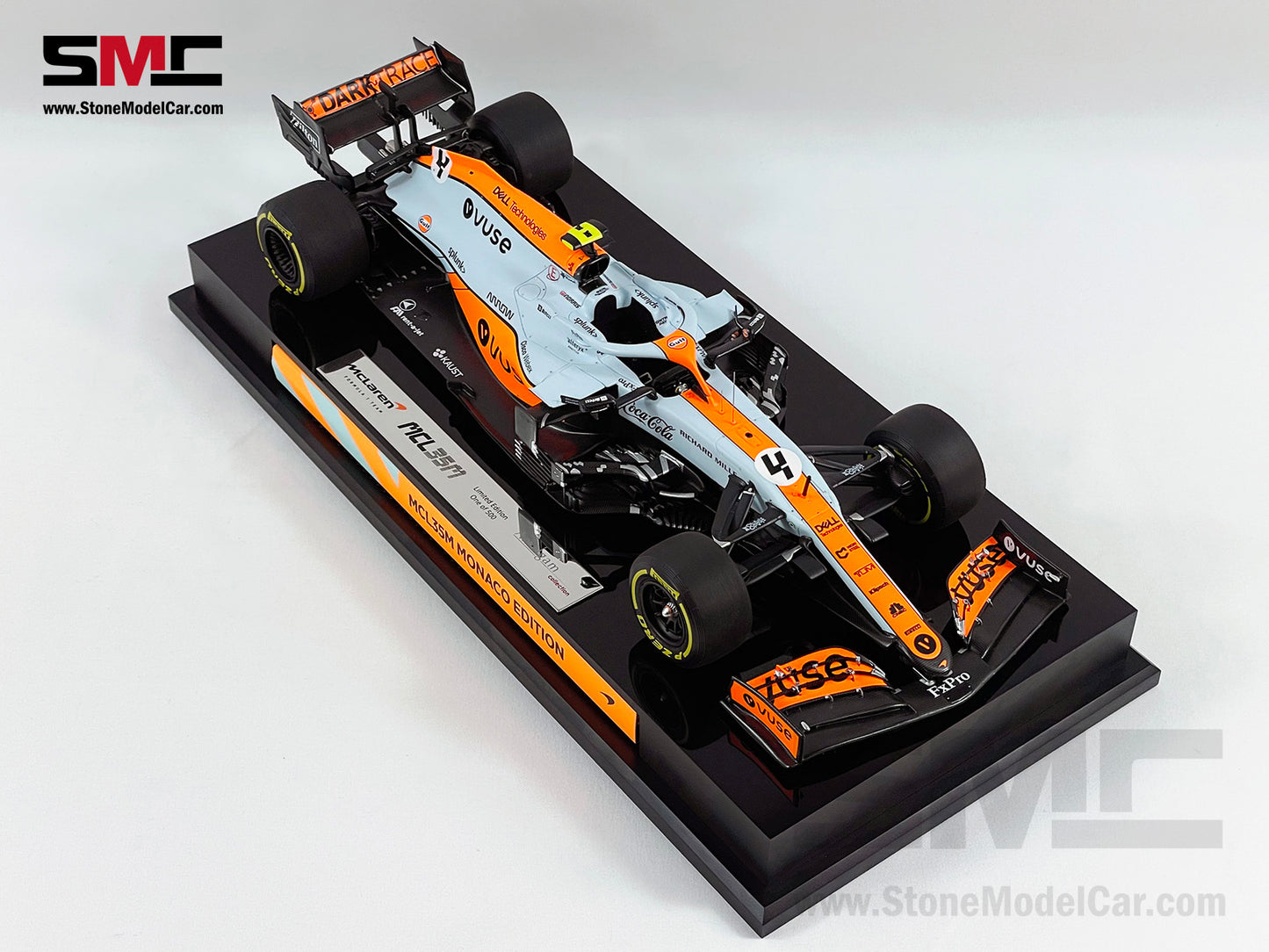Amalgam Collection 2021 1:18 Mclaren F1 MCL35M #4 Lando Norris Monaco GP Podium Gulf Livery with Decal