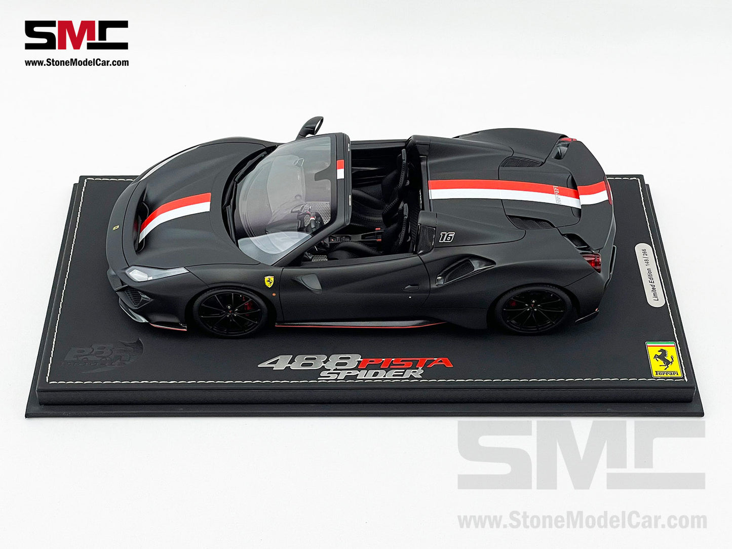 BBR Ferrari 488 Pista Spider 2018 Matt Black F1 #16 Charles Leclerc 1:18 Limited 266 pcs