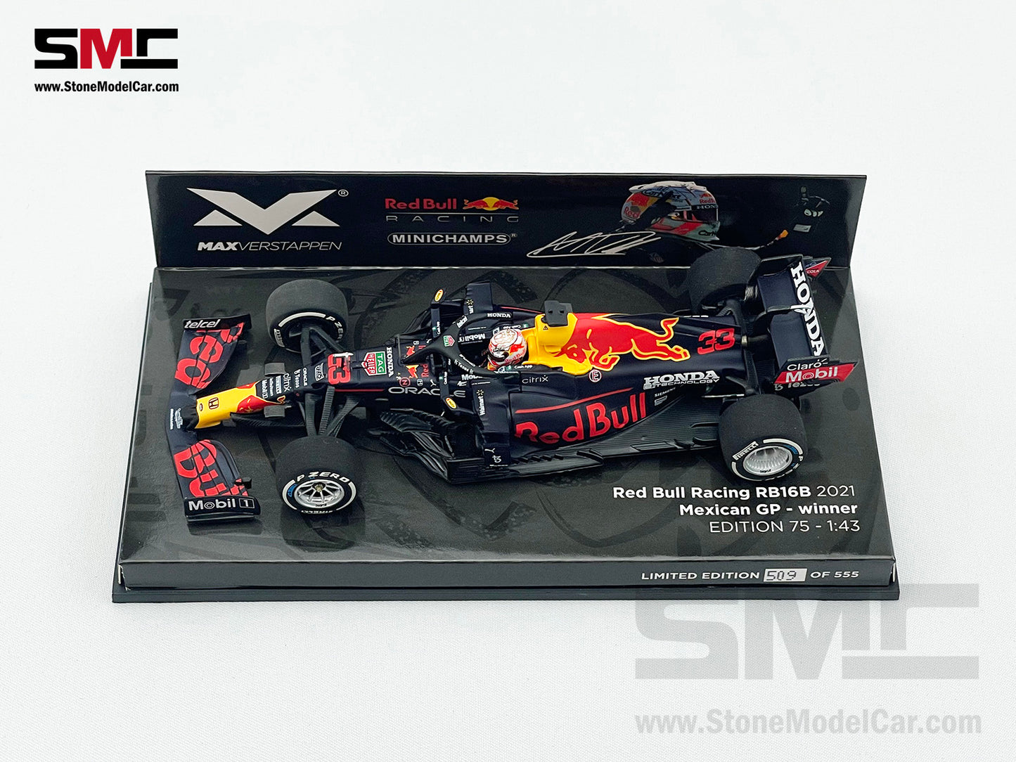 2021 F1 World Champion #33 Max Verstappen Red Bull RB16B Mexican GP 1:43 MINICHAMPS