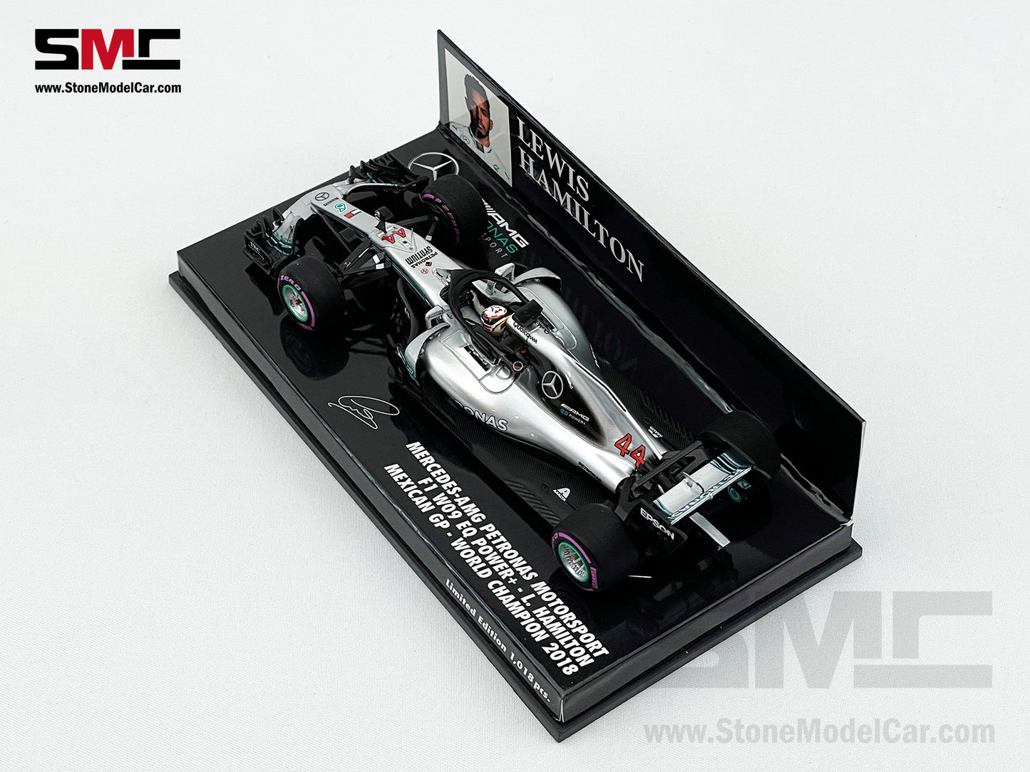 2018 5x World Champion Mercedes F1 W09 #44 Lewis Hamilton Mexico GP 1:43 MINICHAMPS