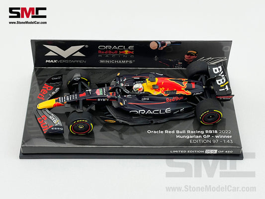 2022 F1 World Champion #1 Max Verstappen Red Bull RB18 Hungary GP 1:43 MINICHAMPS