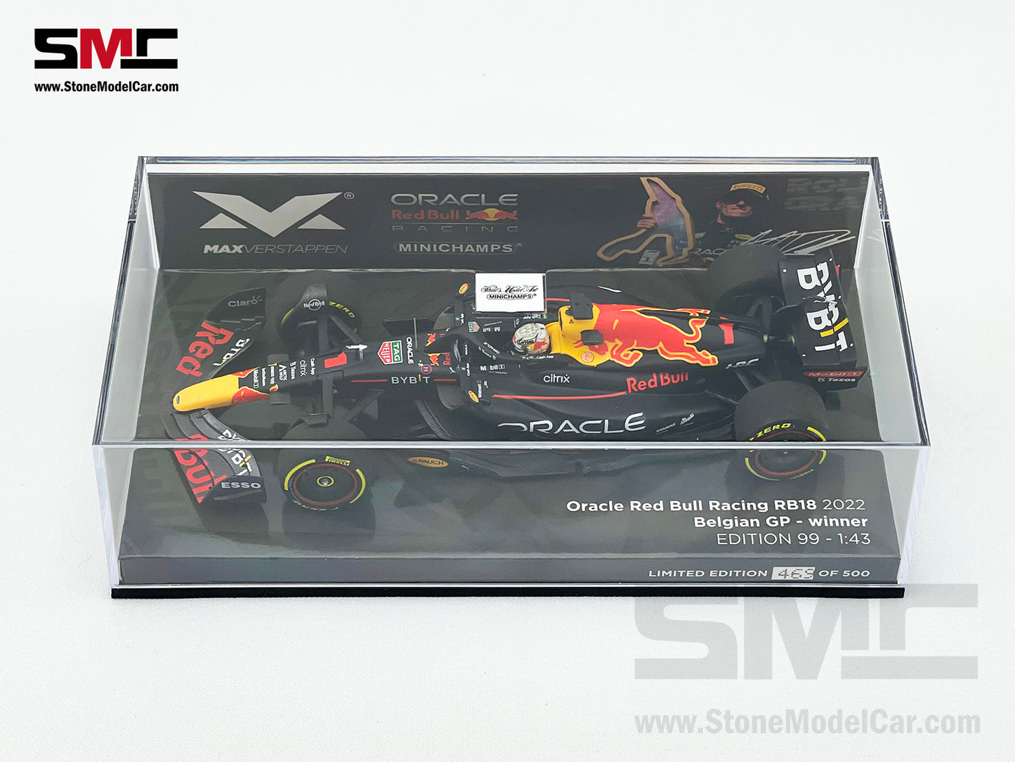 2022 F1 World Champion #1 Max Verstappen Red Bull RB18 Belgium GP 1:43 MINICHAMPS