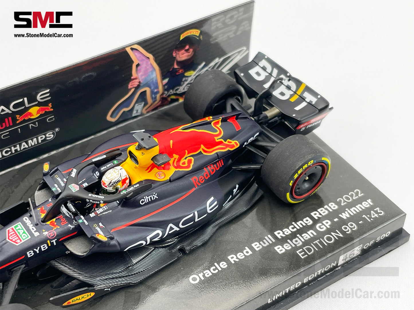 2022 F1 World Champion #1 Max Verstappen Red Bull RB18 Belgium GP 1:43 MINICHAMPS