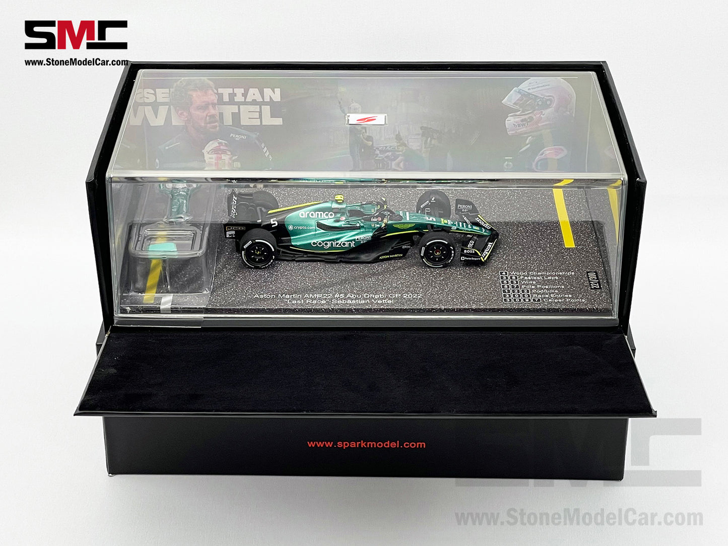 Aston Martin F1 AMR22 #5 Sebastian Vettel Abu Dhabi GP Last Race 2022 1:43 Spark with Figure