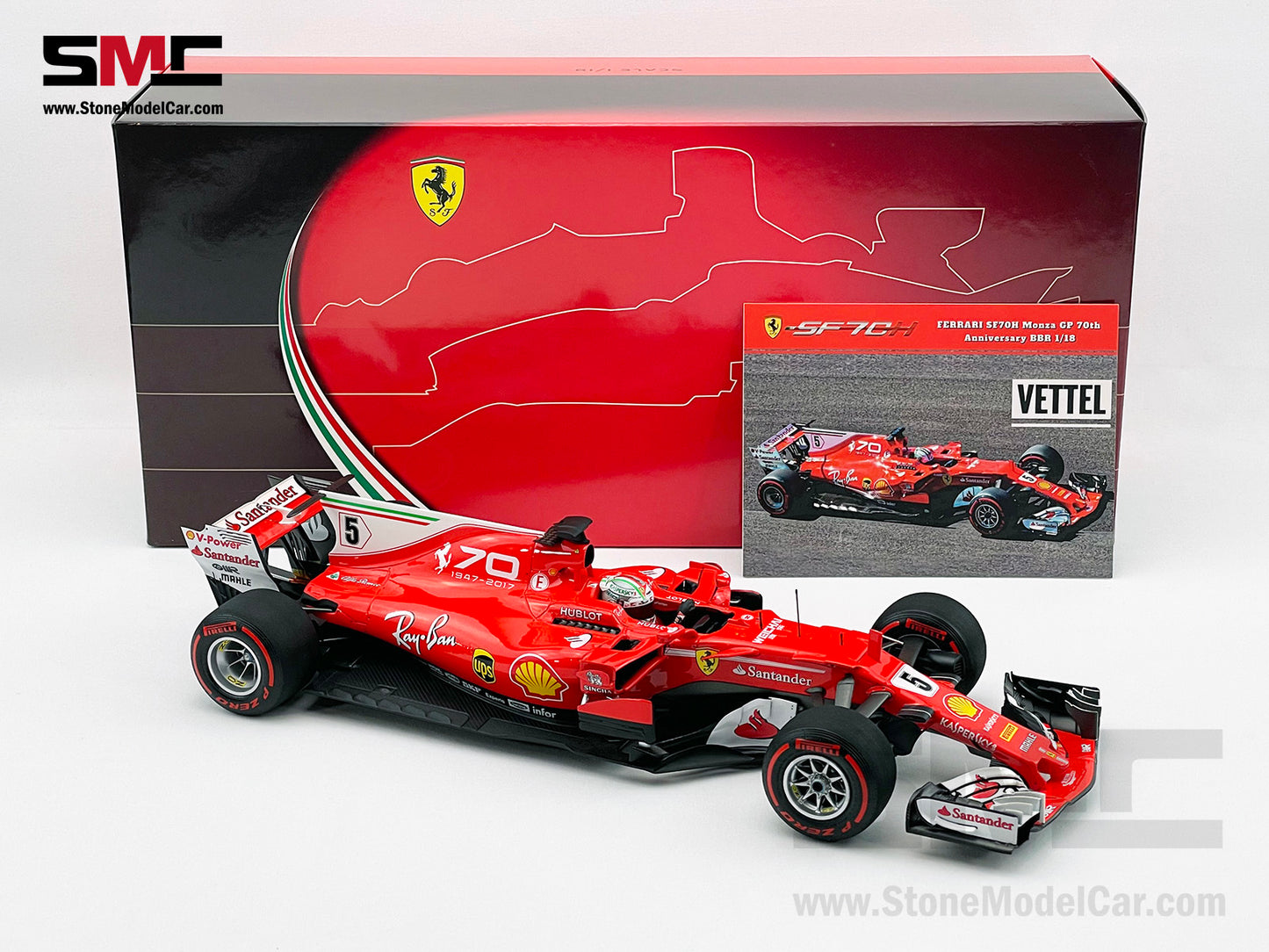 BBR 1:18 Ferrari F1 SF70H #5 Sebastian Vettel Italy GP Monza 2017 70th Anniversary