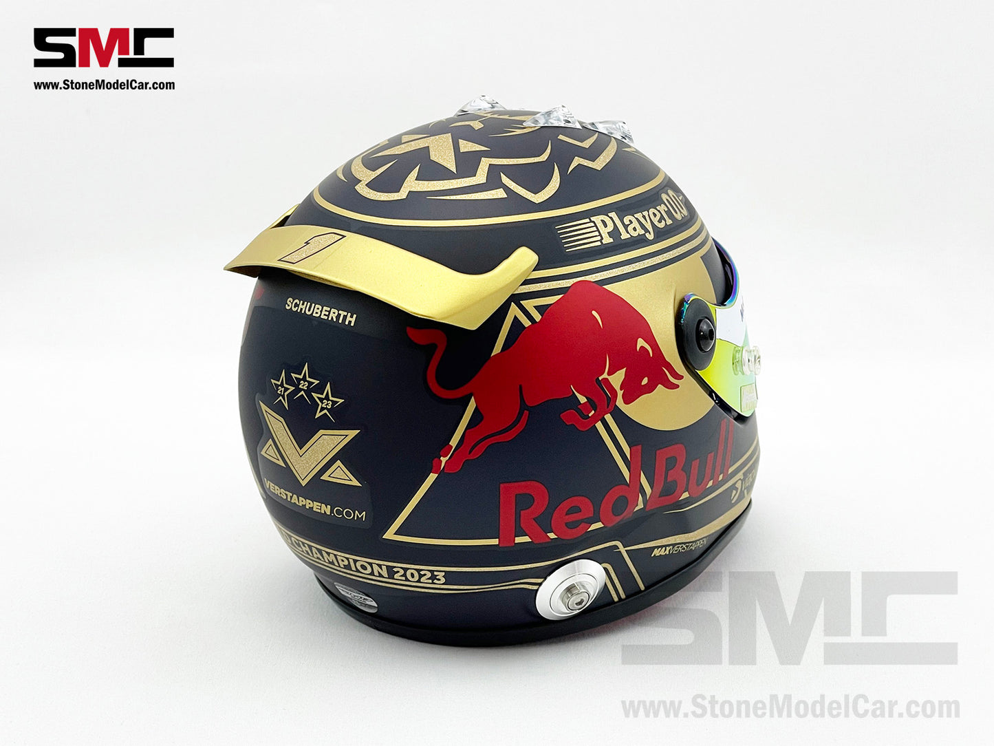 Red Bull F1 RB19 #1 Max Verstappen 3x Times World Champion 2023 Schuberth 1:2 Helmet