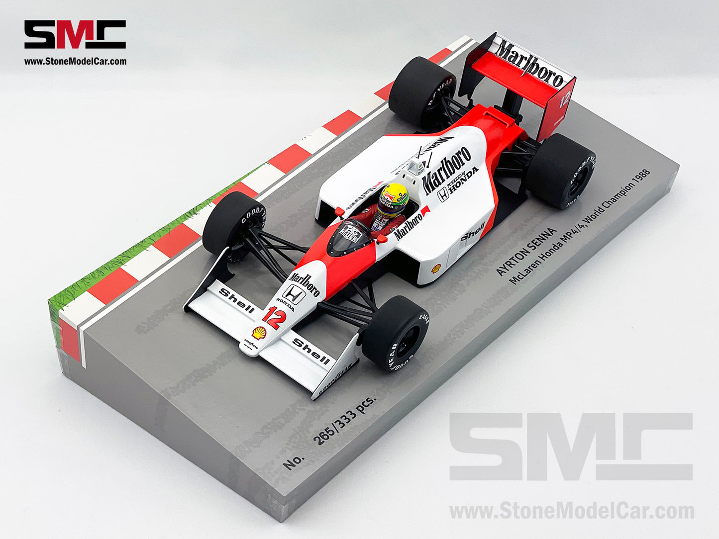 Mclaren MP4/4 #12 Ayrton Senna 1988 F1 World Champion 1:18 MINICHAMPS Box with Decal