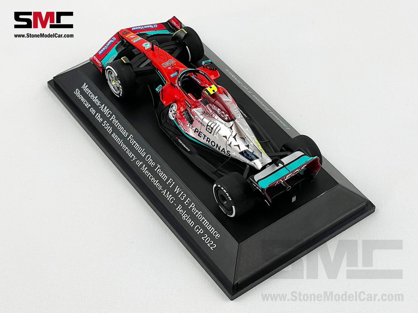 Mercedes AMG F1 W13 Showcar 55th Anniversary Belgian 2022 Lewis Hamilton & George Russell 1:43 Spark