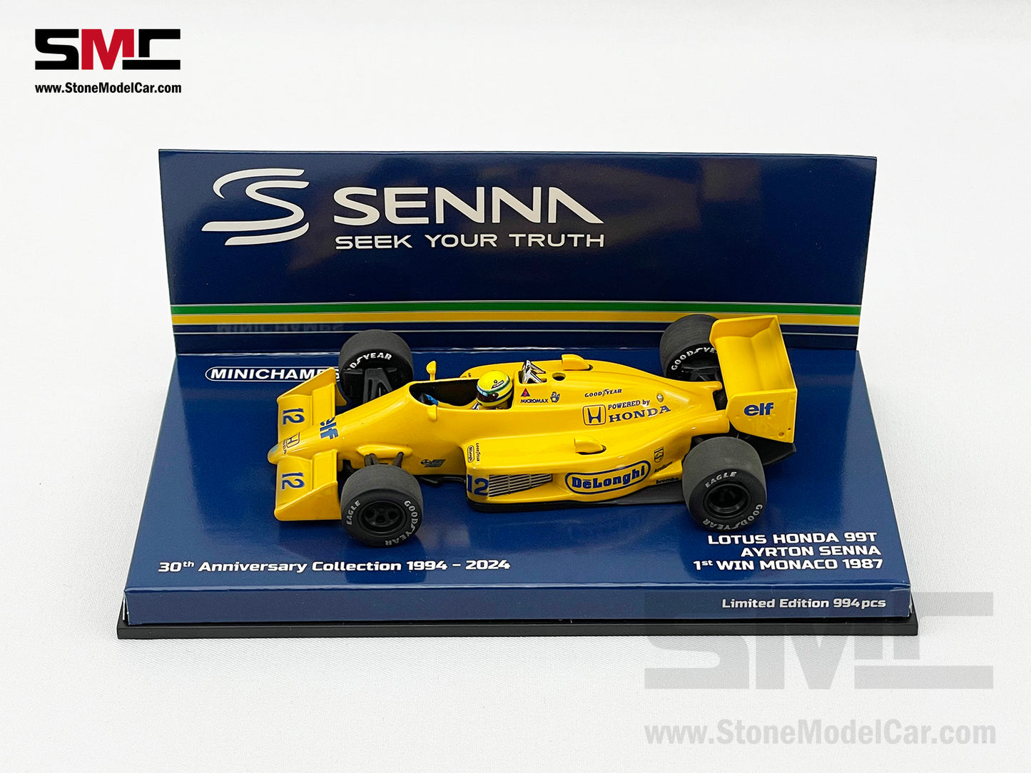 Lotus Honda F1 99T #12 Ayrton Senna Monaco GP Winner 1987 1:43 MINICHAMPS + Decal