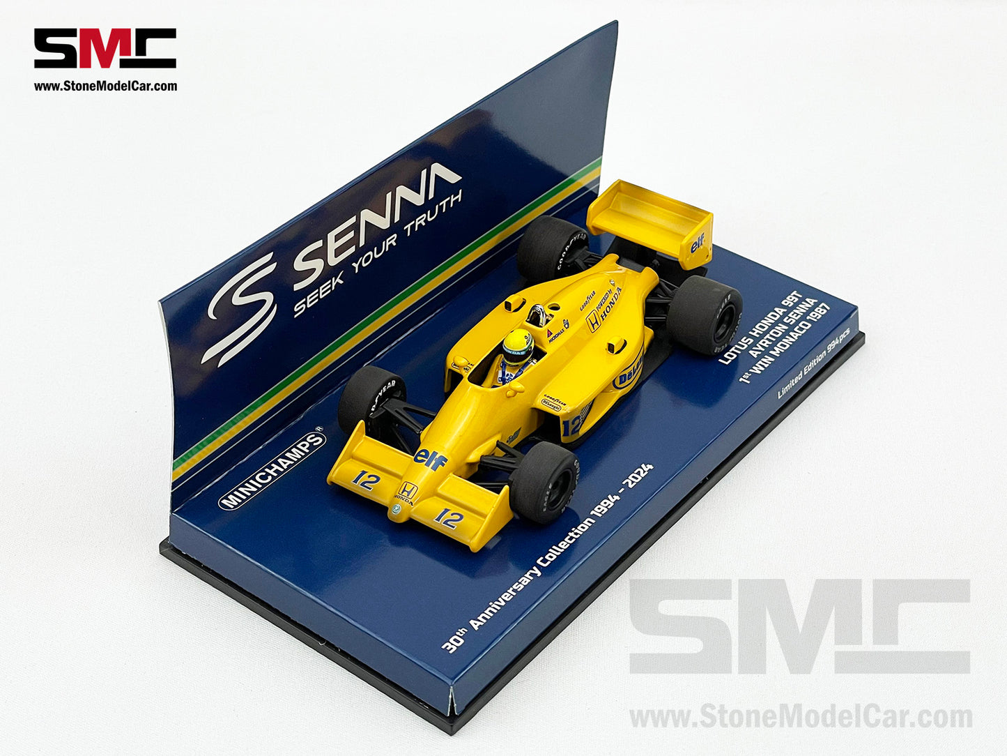 Lotus Honda F1 99T #12 Ayrton Senna Monaco GP Winner 1987 1:43 MINICHAMPS + Decal