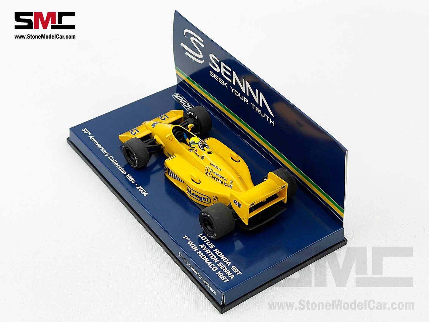 Lotus Honda F1 99T #12 Ayrton Senna Monaco GP Winner 1987 1:43 MINICHAMPS + Decal