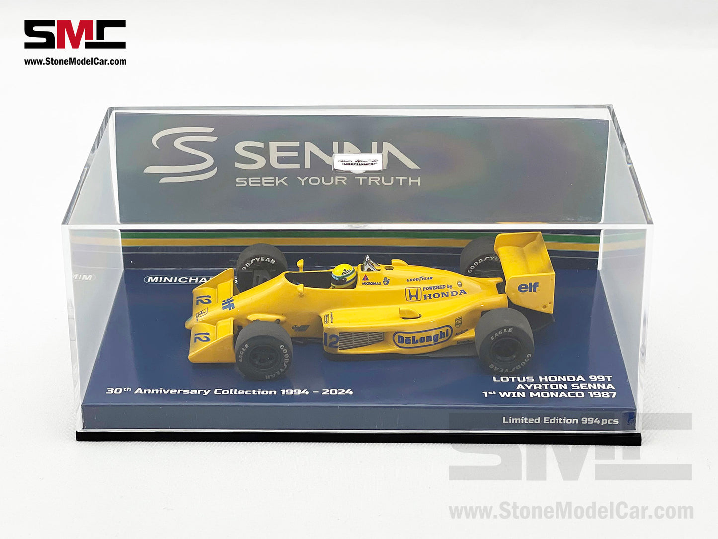 Lotus Honda F1 99T #12 Ayrton Senna Monaco GP Winner 1987 1:43 MINICHAMPS + Decal