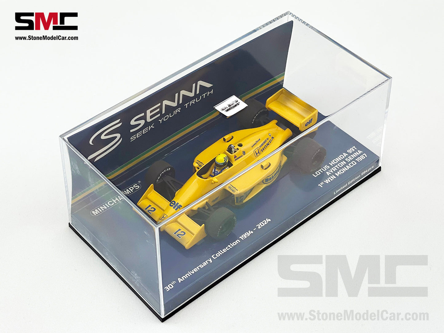 Lotus Honda F1 99T #12 Ayrton Senna Monaco GP Winner 1987 1:43 MINICHAMPS + Decal