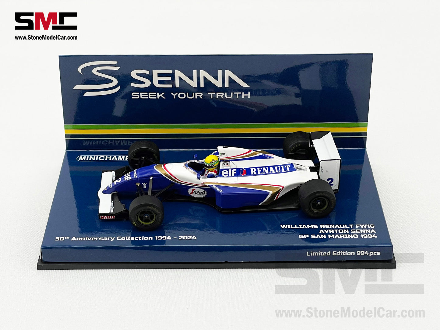Williams Renault F1 FW16 #2 Ayrton Senna San Marino GP 1994 1:43 MINICHAMPS + Decal