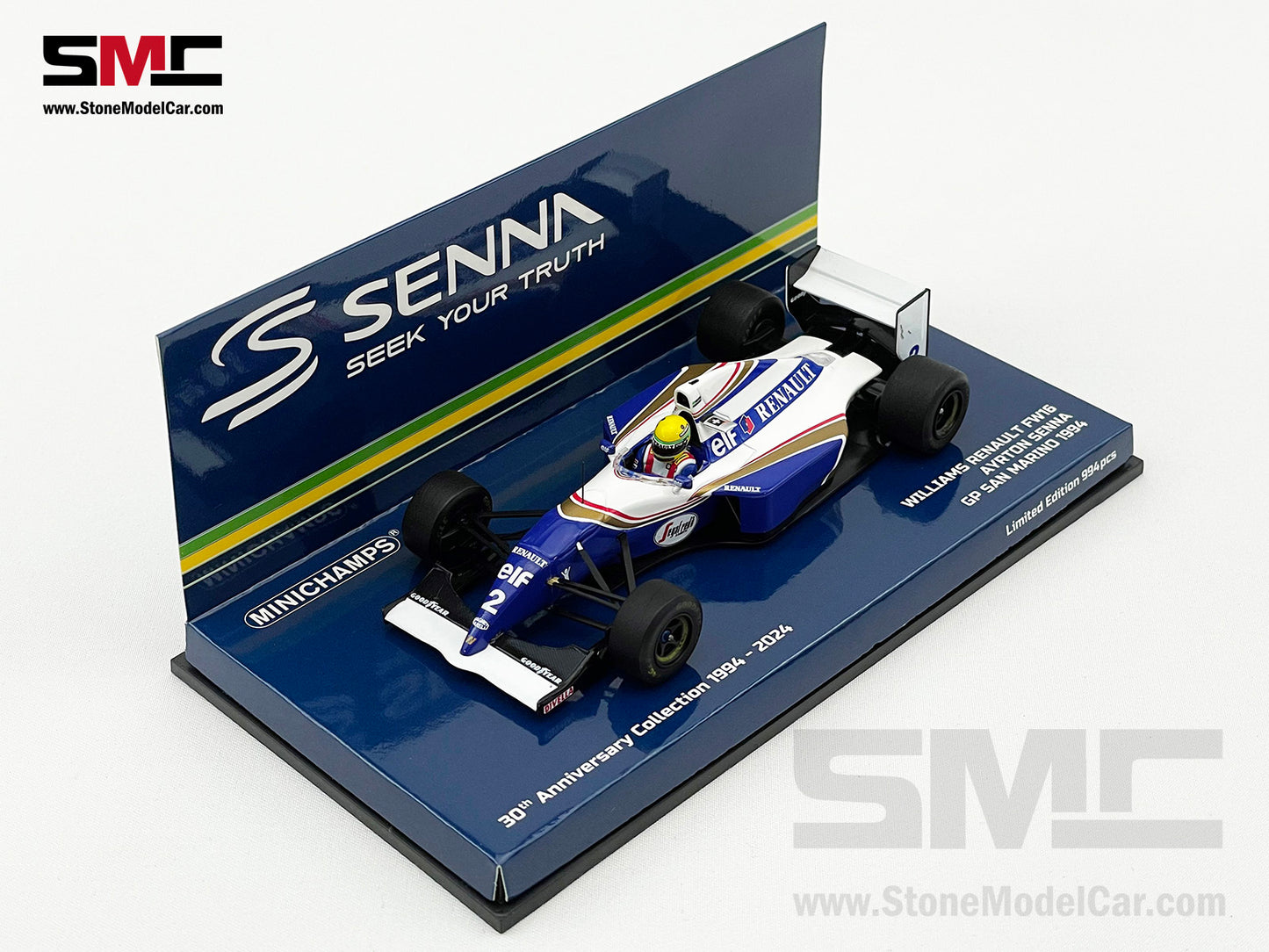 Williams Renault F1 FW16 #2 Ayrton Senna San Marino GP 1994 1:43 MINICHAMPS + Decal