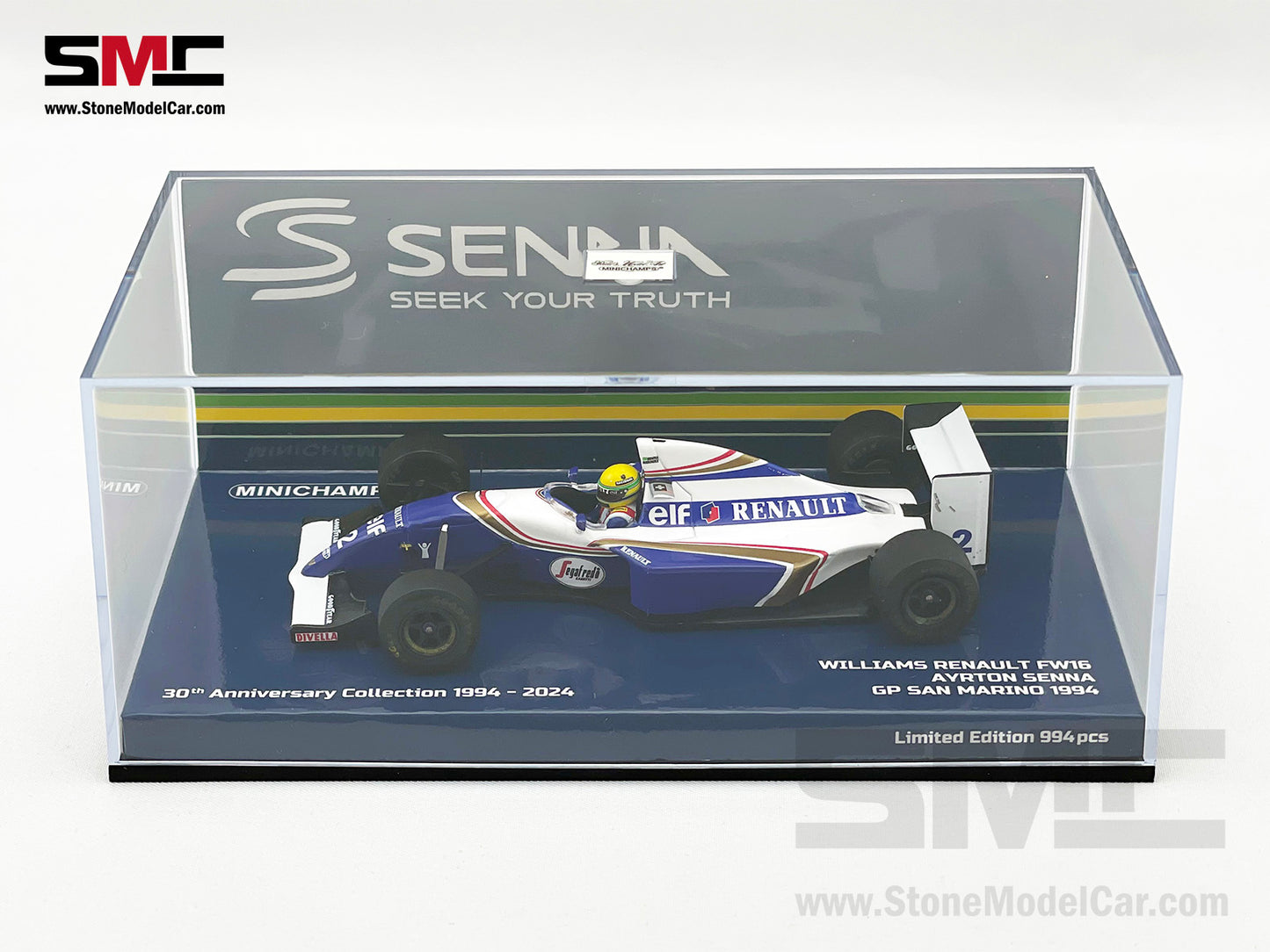 Williams Renault F1 FW16 #2 Ayrton Senna San Marino GP 1994 1:43 MINICHAMPS + Decal